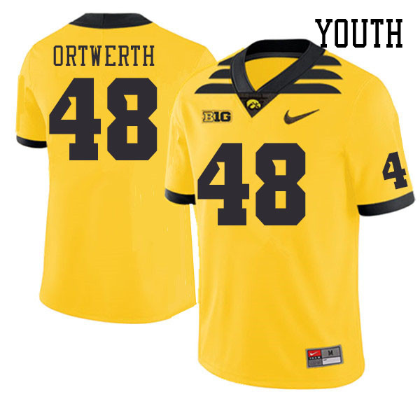 Youth #48 Zach Ortwerth Iowa Hawkeyes College Football Jerseys Stitched Sale-Gold - Click Image to Close